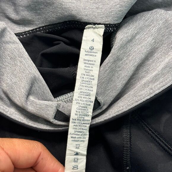 Lululemon Ladies Size 4 Black/Grey Cheetah Cropped Pockets Leggings - Picture 7 of 8